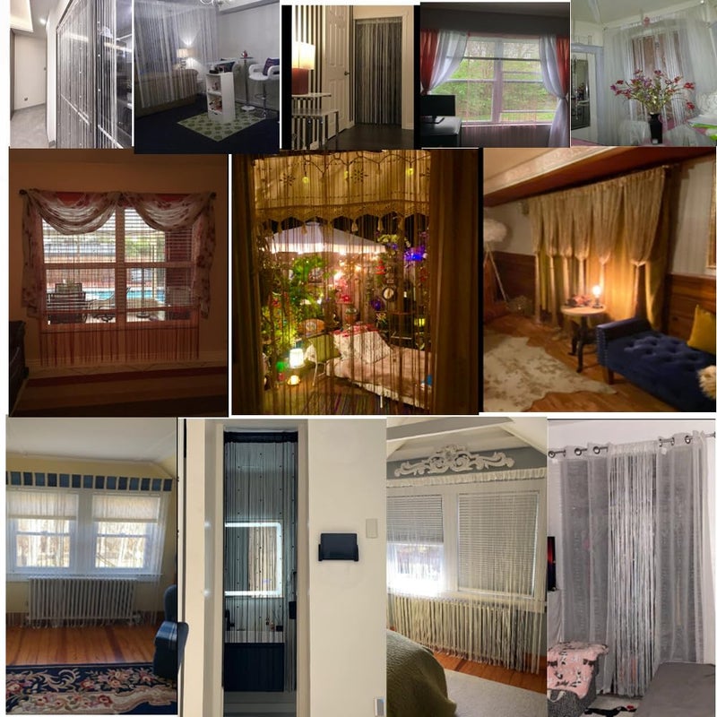 Eve Split Decorative Door String Curtain Beads Wall Panel Fringe Window Divider Blind for Wedding Coffee House Restaurant Parts Crystal Tassel Screen Home Decoration(White) - Image 5